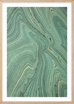 Poster Met Eiken Lijst - Teal Marble Poster