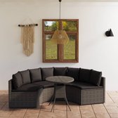 5-delige Loungeset met kussens poly rattan grijs