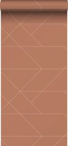 ESTAhome behang grafische lijnen terracotta - 139373 - 0.53 x 10.05 m