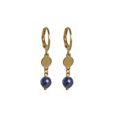 Flow Jewels Oorringen Naomy Blauw Steentje Goud