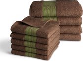 Luxe  handdoek set - 9 delig - 5x 50x100 + 4x 70x140 - bruin - wooden tree - jacquard geweven - 100% katoen - extra zacht badstof - handdoekset - handdoeken - luxe set badhanddoeken - handdoe