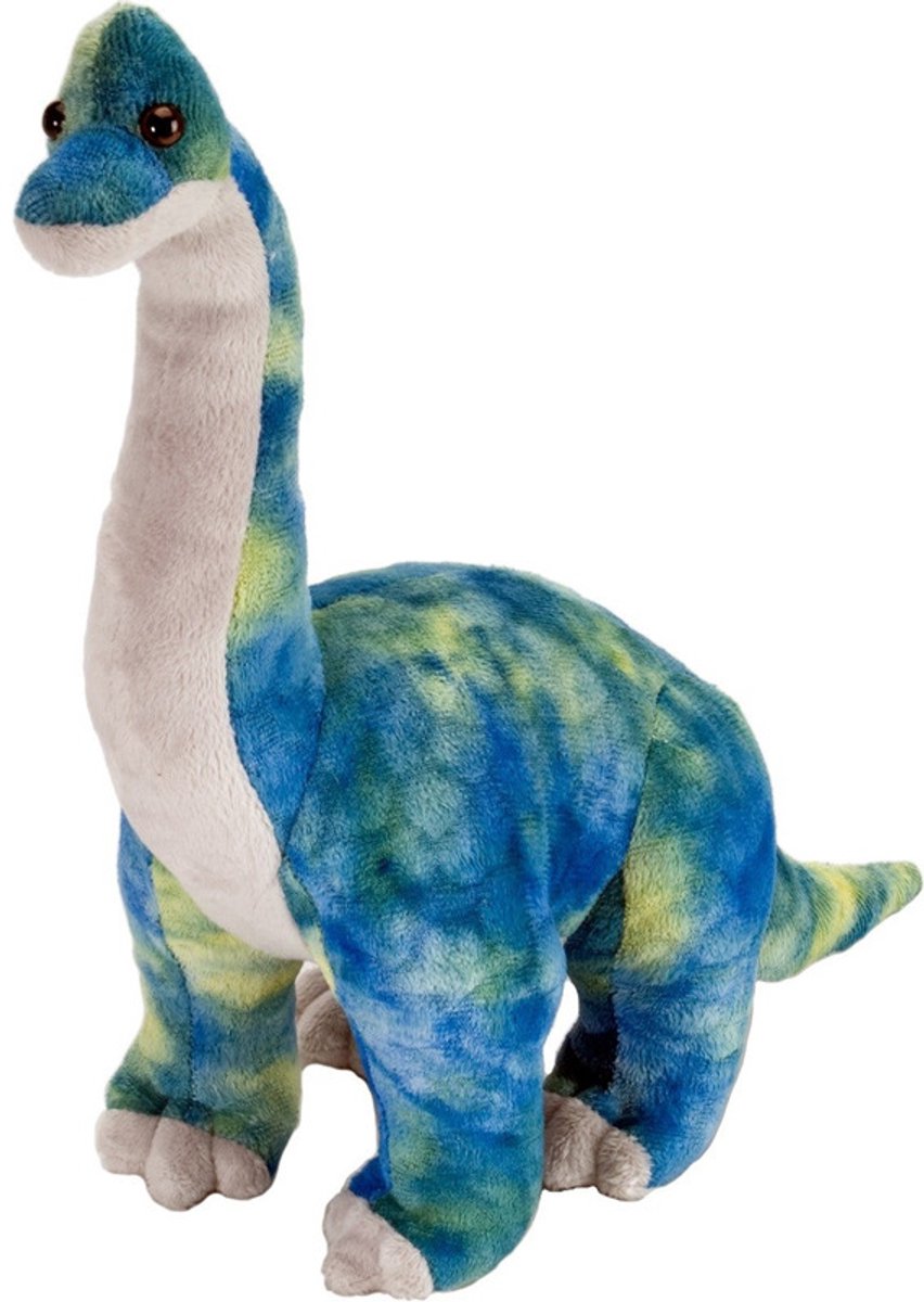 Wild Republic pluche Brachiosaurus - dinosaurus knuffel - blauw - 25 cm - dino knuffels