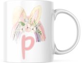 Paas Mok P regenboog konijnen oren | Paas cadeau | Pasen | Paasdecoratie | Pasen Decoratie | Grappige Cadeaus | Koffiemok | Koffiebeker | Theemok | Theebeker