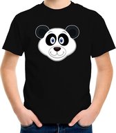 Cartoon panda t-shirt zwart voor jongens en meisjes - Kinderkleding / dieren t-shirts kinderen 134/140
