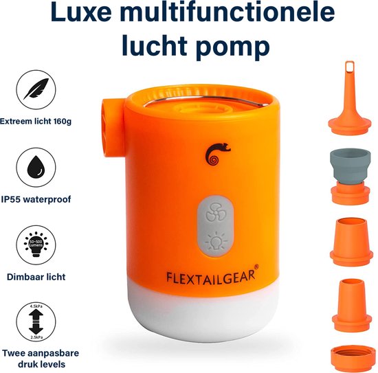 FlextailGear - Max Pump 2 Pro - Mini Luchtpomp - Oplaadbare Pomp - Draagbaar - Oranje - 4-in-1 Luchtpomp, Lantaarn, Powerbank, Vacuümpomp van FlextailGear — afbeelding 3
