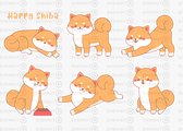 Shiba inu stickers - schattige weeb sticker - kawaii japanse sticker - laptop en agenda stickers scrapbook journal - 2x