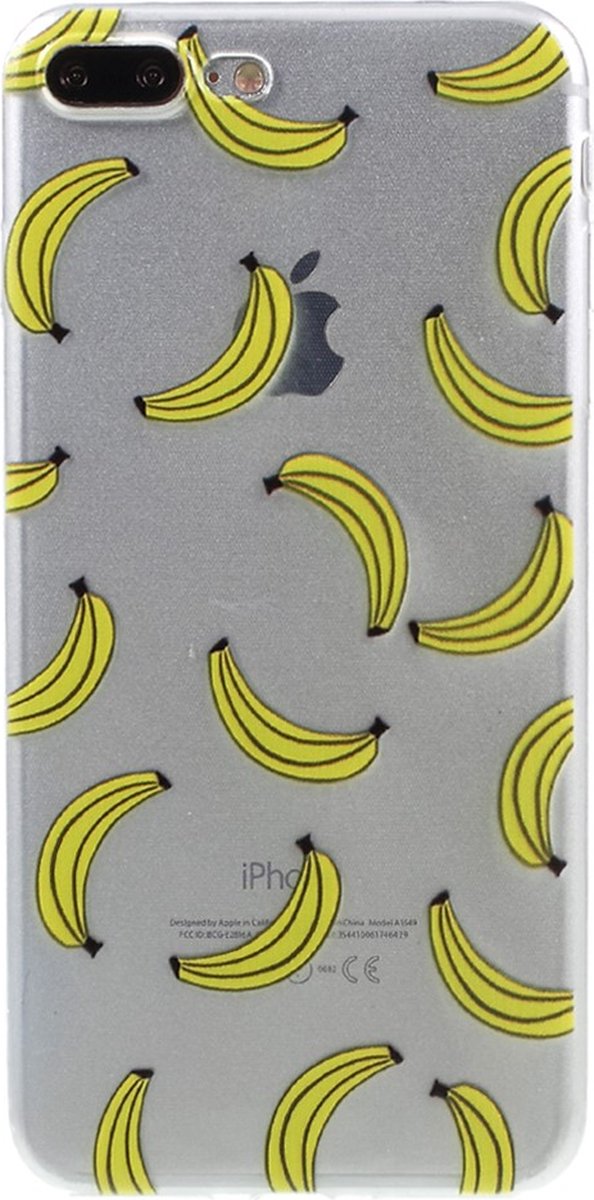 Peachy Doorzichtig banaan geschikt voor iPhone 7 Plus 8 Plus hoesje banana fruit cover