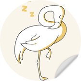Muursticker Slapende Flamingo Rond - Wanddecoratie - Kinderkamer - Babykamer