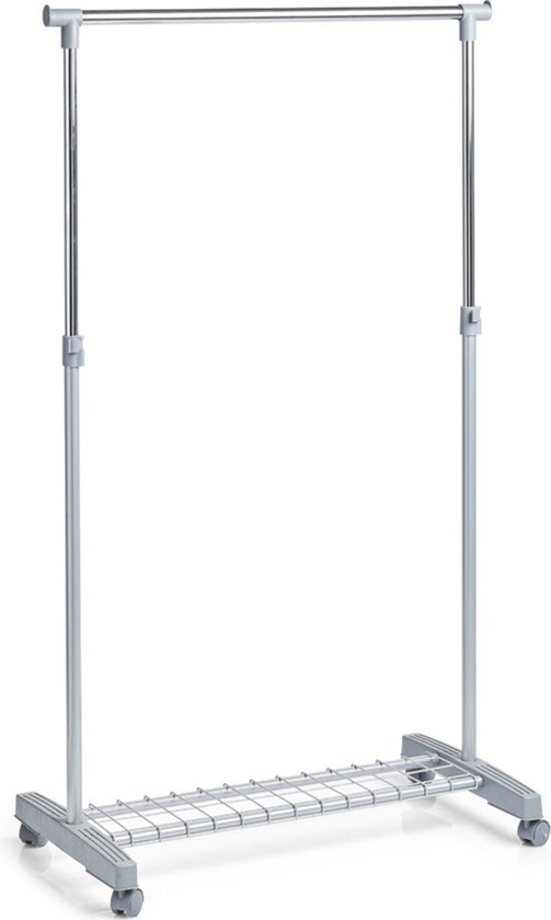 WAENLIR 56 cm - 100 cm uitschuifbare roestvrijstalen kledingrek, verstelbare kledingstang met eindstopcontacten