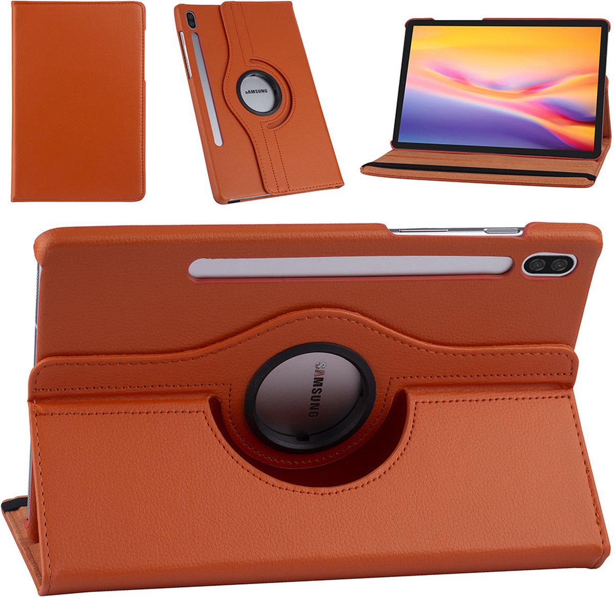 Samsung Galaxy Tab S6 Oranje Book Case Tablethoes - PU