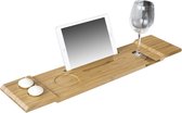 MARA Badrek - Badrek voor bad - Rek voor tablet en telefoon - Badplank - Badbrug - Bamboe - 70 x 15.5 x 25 cm