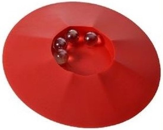 Knikkerpot van kunststof - 17 cm - rood - met knikkers - voor binnen en buiten