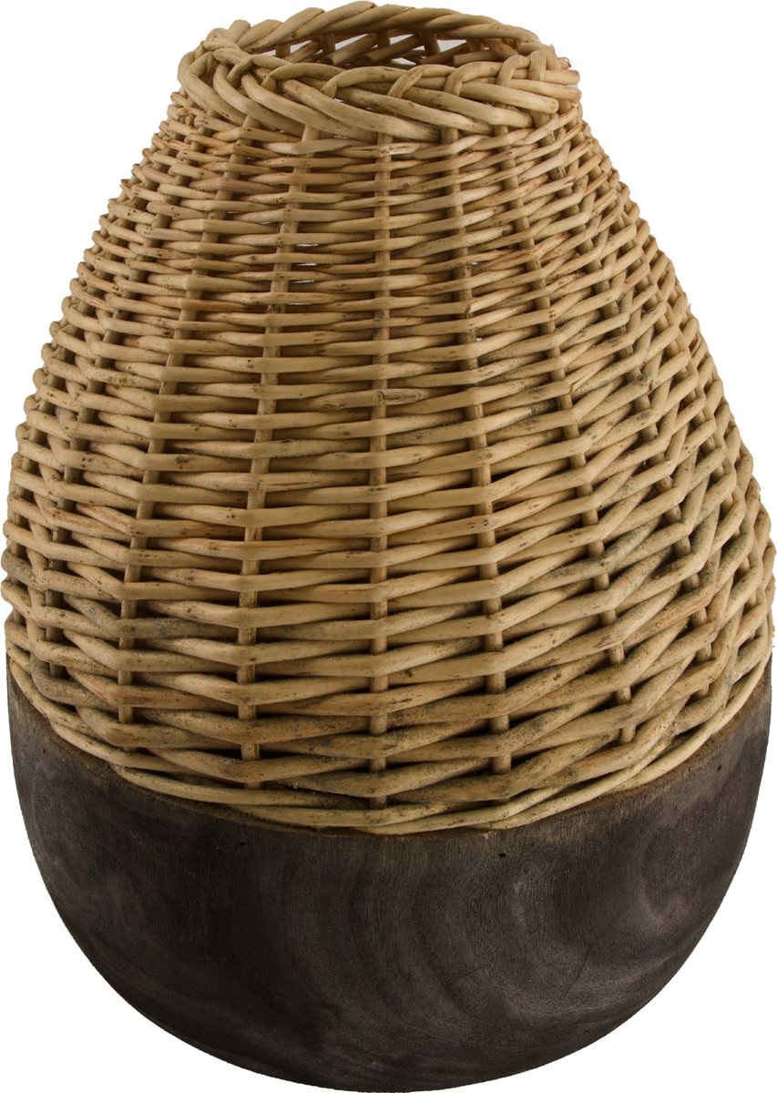 Dijk Natural Collections DKNC - Vaas Dallas - Paulownia hout - 29x29x38cm - Bruin Naturel