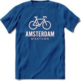 Amsterdam Bike Town T-Shirt | Souvenirs Holland Kleding | Dames / Heren / Unisex Koningsdag shirt | Grappig Nederland Fiets Land Cadeau | - Donker Blauw - L