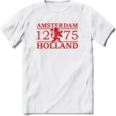 Amsterdam T-Shirt | Souvenirs Holland Kleding | Dames / Heren / Unisex Koningsdag shirt | Grappig Nederland Fiets Land Cadeau | - Wit - XL