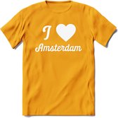 I Love Amsterdam T-Shirt | Souvenirs Holland Kleding | Dames / Heren / Unisex Koningsdag shirt | Grappig Nederland Fiets Land Cadeau | - Geel - 3XL