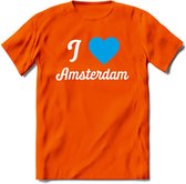 I Love Amsterdam T-Shirt | Souvenirs Holland Kleding | Dames / Heren / Unisex Koningsdag shirt | Grappig Nederland Fiets Land Cadeau | - Oranje - XL