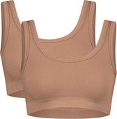 Comfortabel & Zijdezacht Bamboo Basics Ruby - Bamboe Rib BH (Multipack 2 stuks) Dames - Naadloos - Ondergoed - Tan - XXL