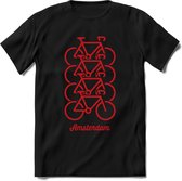 Amsterdam Fiets Stad T-Shirt | Souvenirs Holland Kleding | Dames / Heren / Unisex Koningsdag shirt | Grappig Nederland Fiets Land Cadeau | - Zwart - XL