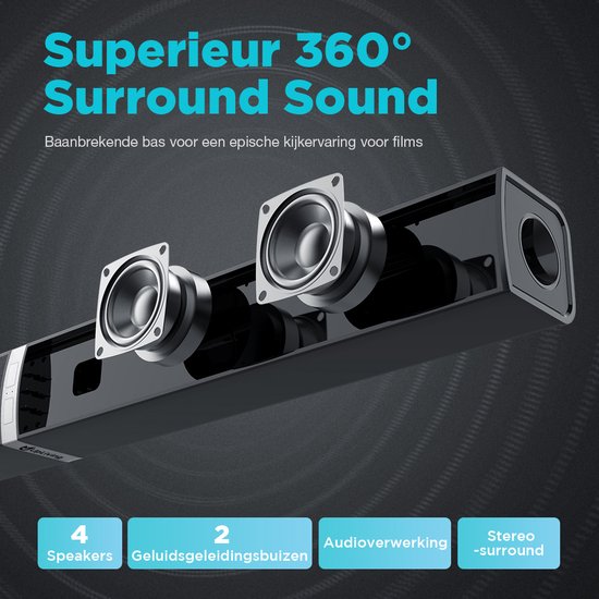 UpLiving® Soundbar - Verstelbaar tot 2 soundbars - Luidsprekers - Soundbars voor TV - Speakers - Zwart - Bluetooth 5.0 van UpLiving — afbeelding 4