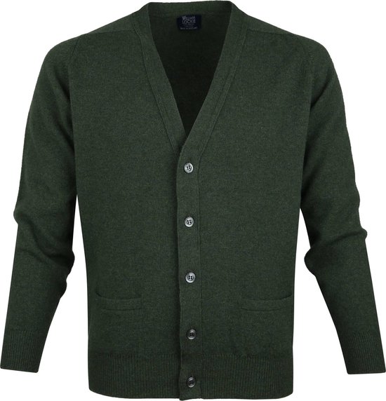 William Lockie - Lamswol Vest Donkergroen - Maat XL - Regular-fit | bol.com