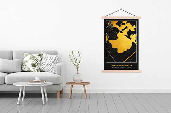 Porte-affiche avec affiche - Affiche scolaire - Carte - Carte - Plan de la ville - Nederland - Terkaplesterpoelen - 120x180 cm - Lattes vierges