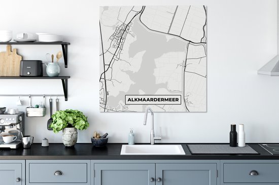 Canvas Schilderij Kaart - Alkmaardermeer - Meer - Plattegrond - Stadskaart - 90x90 cm - Wanddecoratie