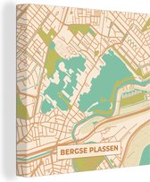 Peinture sur toile Bergse Plassen - Carte - Vintage - Carte - Plan de la ville - 50x50 cm - Décoration murale