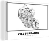 Canvas Schilderij Kaart – Villeurbanne - Zwart Wit – Plattegrond – Stadskaart - 60x40 cm - Wanddecoratie