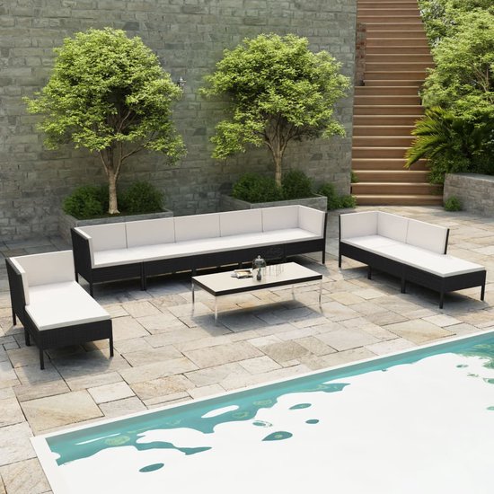 Foto: Medina 10 delige loungeset met kussens poly rattan zwart