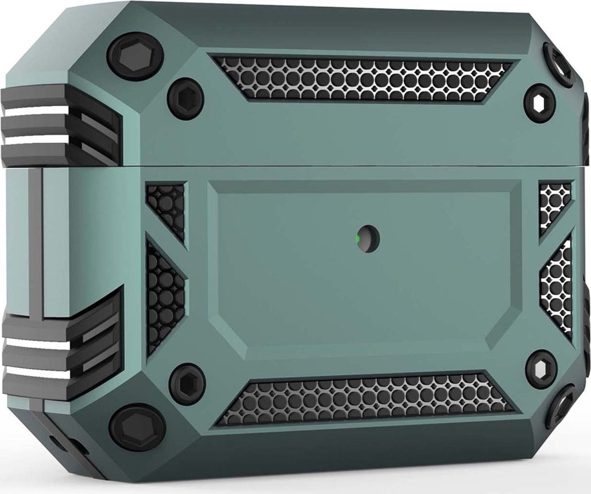 Mobigear - Hoesje geschikt voor Apple AirPods Pro 1 Shockproof Hardcase Hoesje | Mobigear Armor - Groen