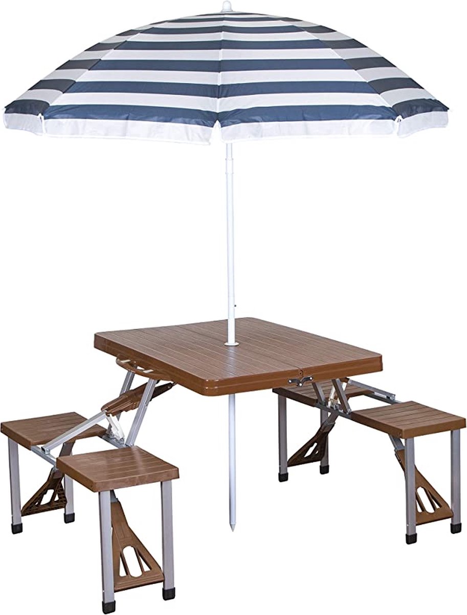 Tafel Campingtafel met parasol - met stoel, bank en paraplu