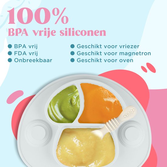 Nevi Kunststof Placemats - Kinderbestek Kinderservies Baby servies- Kinderbord - Placemat kinderen - Bord met zuignappen Grijs van Nevi — afbeelding 3