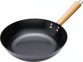 wokpan 30 cm staal/hout zwart/naturel