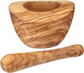 stamper en vijzel 12 x 14 cm hout bruin 2-delig