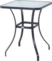 Outsunny Table de jardin table en verre table bistro balcon verre trempé + métal 68 x 68 cm noir 84B-035
