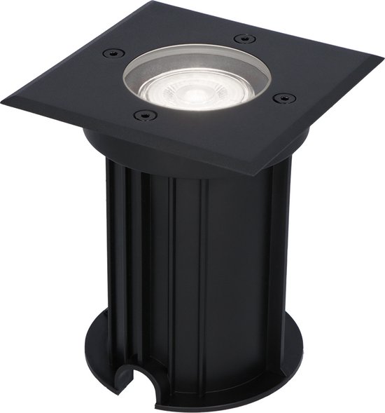 HOFTRONIC - Ramsay LED Grondspot Zwart - 6000K Daglicht wit - Vierkant Aluminium - 5 Watt 400 Lumen - Tuinspots, Padverlichting en Opritverlichting