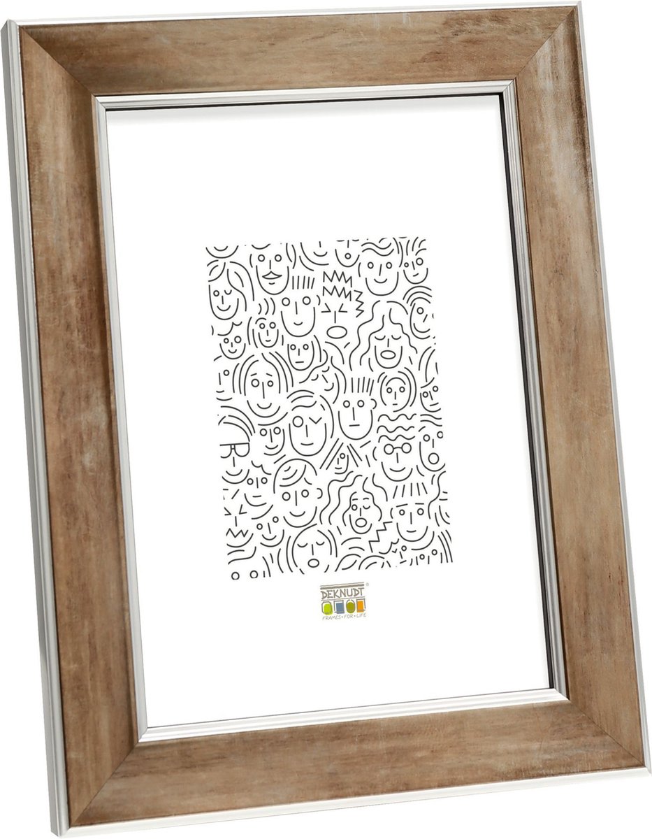 Deknudt Frames fotolijst S45YD3 - brons met zilver biesje - 20x25 cm