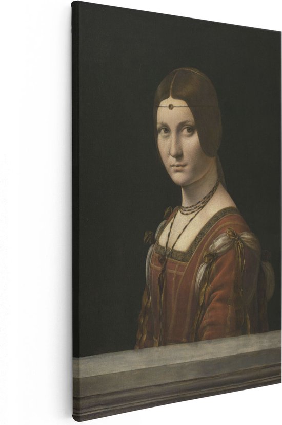 Artaza Canvas Schilderij Portret van een Vrouw - Leonardo da Vinci - 40x60 - Poster Foto op Canvas - Canvas Print