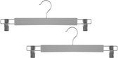 Set van 6x stuks kledinghangers voor broeken grijs 34 x 12 cm - Kledingkast hangers/kleerhangers/broekhangers