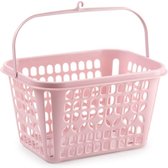 Wasknijpers mandje/bakje 20 x 25 x 14 cm oud roze - Wassen/de was doen artikelen - Wasknijpers opbergen - Knijpermandje