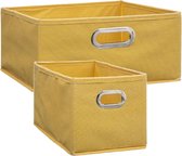 Set de 2x paniers de rangement / paniers armoire 7 et 14 litres jaune de lin 31 cm - Boîtes de Boîtes de rangement - Paniers compartiments