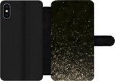 Bookcase Geschikt voor iPhone XS Max telefoonhoesje - Glitter - Abstract - Zwart - Met vakjes - Wallet case met magneetsluiting