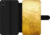 Bookcase Geschikt voor iPhone XS telefoonhoesje - Goud - Design - Abstract - Met vakjes - Wallet case met magneetsluiting
