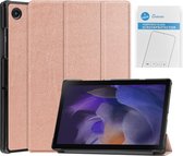 Tablet hoes & 2-Pack Screenprotector geschikt voor Samsung Galaxy Tab A8 - 10.5 Inch - Auto Wake/Sleep functie - Rosé Goud