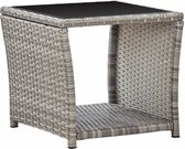 vidaXL Salontafel 45x45x40 cm poly rattan en glas grijs