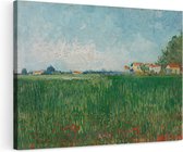 Artaza Canvas Schilderij Veld met Klaprozen - Vincent van Gogh - 120x80 - Groot - Kunst - Wanddecoratie Woonkamer