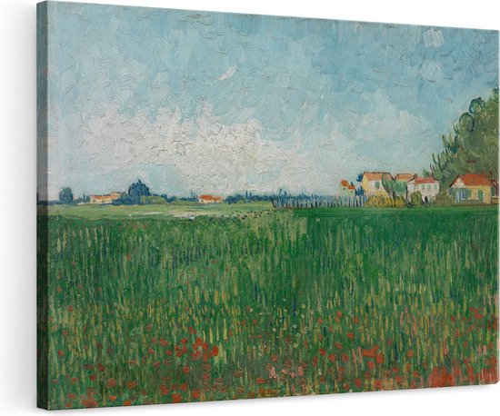 Artaza - Canvas Schilderij - Veld met Klaprozen - Vincent van Gogh - Kunst - Canvas Print