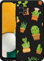 Hoesje Zwart Geschikt voor Samsung Galaxy A13 Happy Cactus