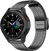 Luxe RVS stalen bandje zwart - Metalen schakelband geschikt voor Samsung Galaxy Watch 5 / Samsung Galaxy Watch 5 Pro / Samsung Galaxy Watch 4 / Samsung Galaxy Watch 4 Classic - Sta